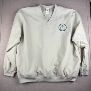 Vintage Badger Sport Golf Sweater‎ Men L Beige Pullover V-Neck Classic Windshirt
